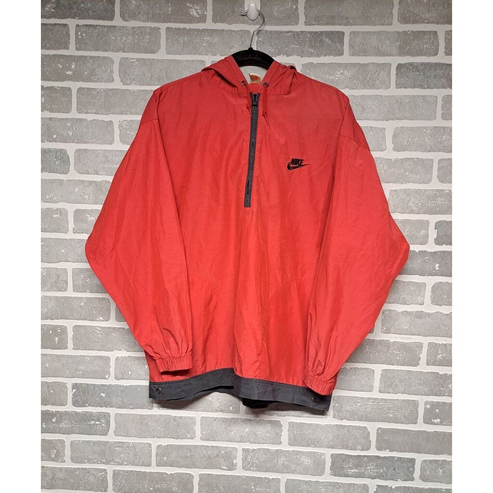 Nike Vintage Y2k 1/4 Zip Pullover Red Windbreaker Womens Free ‎ Size L/XL